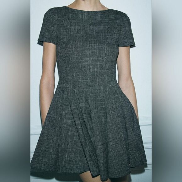 NWT ZARA FULL SKIRT MINI DRESS ZW COLLECTION gray - Picture 11 of 12